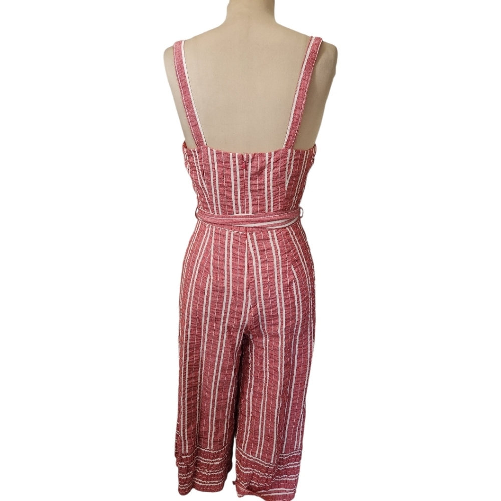 LOST + WANDER x ANTHROPOLOGIE "Robin" Striped Seersucker Wide Jumpsuit - Size M - Picture 9 of 16
